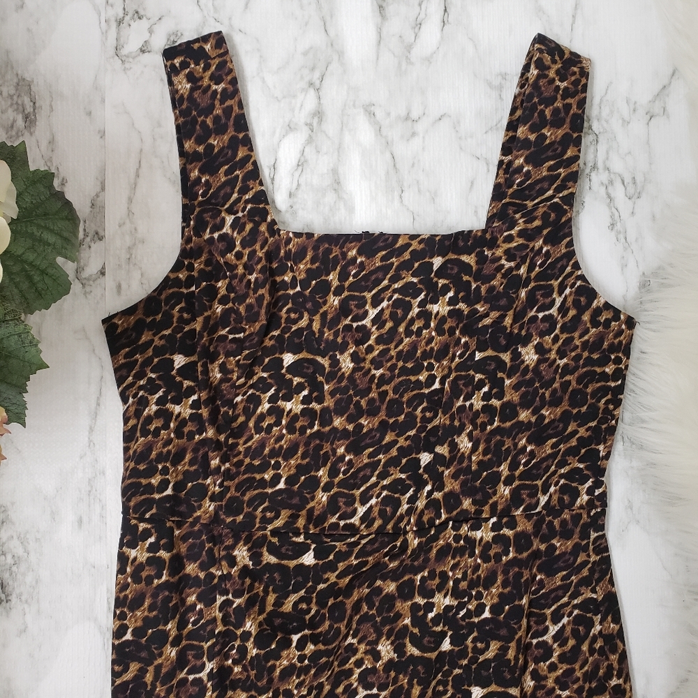 💕 Forever 21 Leopard Print Mini Dress Size Large - Picture 4 of 7